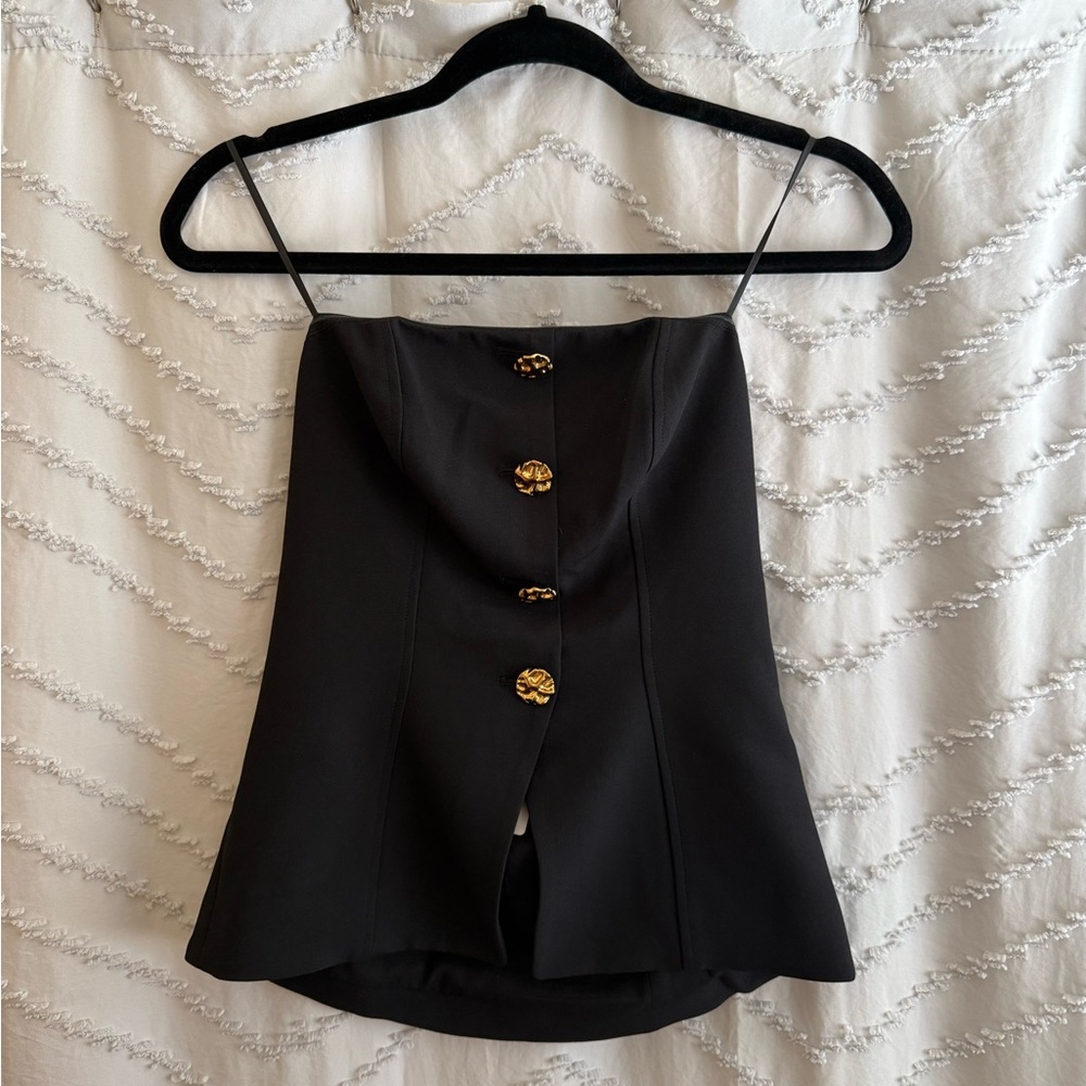 NWT! Express Black Strapless Top with Gold Accents